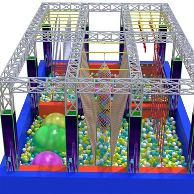 Cwrs Rhyfelwyr Ninja Parc Trampolîn Gyda Phwll Pêl